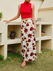 Floral Print High-Waist Skirt