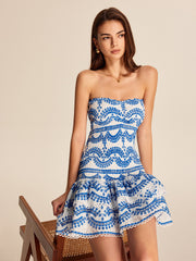 Ripple Strapless Tiered Hem With Scalloped Detailing Dress