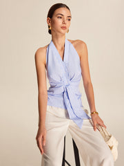Striped Halter Tie Top