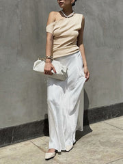 Solid Asymmetrical Neck Sweater Vest