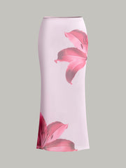 Floral Print Bandeau Bikini With Cover-Up Skirt