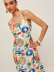 Colorful Print Strappy Dress