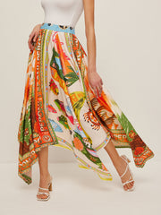 Printed Handkerchief Hem Skirt