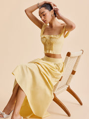 Ruffled Crop Top Skirt Set