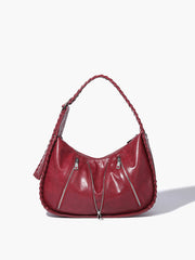 Soft-Buckle Zip-Decor Armpit Bag