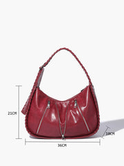 Soft-Buckle Zip-Decor Armpit Bag