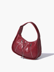 Soft-Buckle Zip-Decor Armpit Bag