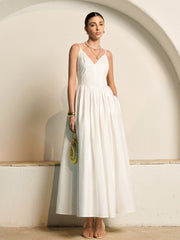 Backless Spaghetti Strap Pleated Dress