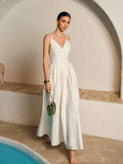 Backless Spaghetti Strap Pleated Dress