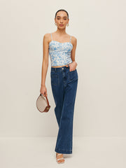 High-Waist Pocket Detail Wide-Leg Jeans