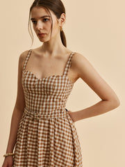 Gingham Belted Bustier Dress