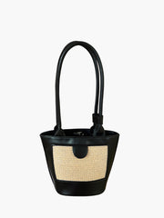 Two-Tone Woven Panel Tote Bag