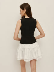 Two-Tone Tiered Sleeveless Dress