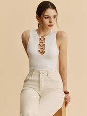 Ring Detail Cutout Tank Top
