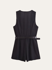 Gold Button Detail Belted Jumpsuit