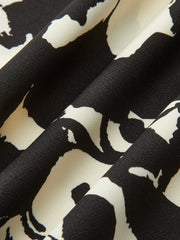 Abstract Floral Print A-Line Skirt