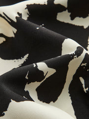 Abstract Floral Print A-Line Skirt