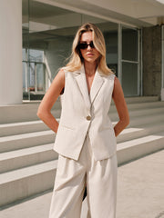 Cotton & Linen Metal Sleeveless Vest