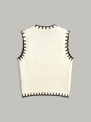 Contrast Trim Sleeveless Ribbed Sweater Vest