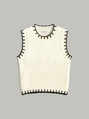 Contrast Trim Sleeveless Ribbed Sweater Vest