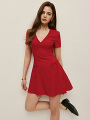 Bow Detail V-Neck Dress