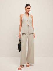 Wide-Leg Midi-Waisted Pants