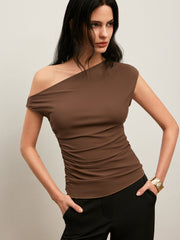Ruched One-Shoulder Top