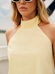 Button Asymmetrical Backless Shorts Set