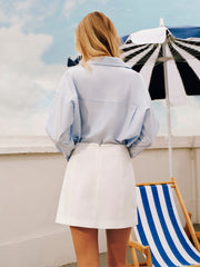 Cotton & Linen High-Waist Zipper Skirt