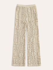 Semi-Sheer Elastic Mid-Waist Pants