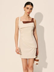 Linen & Cotton Sleeveless Square Neck Short Dress