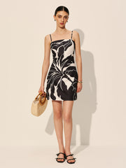 Abstract Floral Print Cami Dress