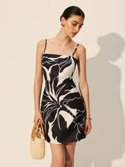 Abstract Floral Print Cami Dress