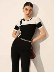 Color Block Ribbed Knit Top