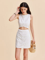 Cotton Eyelet Cut-out Dress