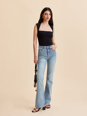 Square Neck Ribbed Tank Top