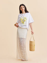 Semi-Sheer Lace Skirt