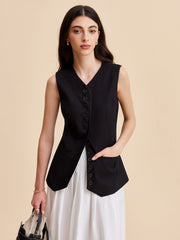 Linen & Cotton Buttoned Vest