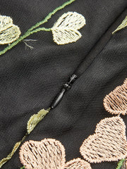 Colorful Floral Embroidered Mesh Dress