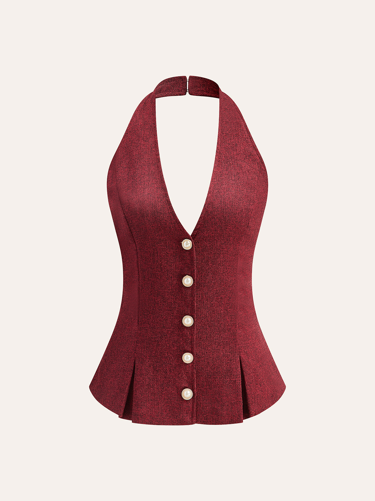 Halter Neck Pearl Button Top
