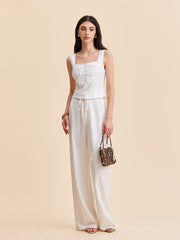 Pleated Cotton Zipper Tank Top