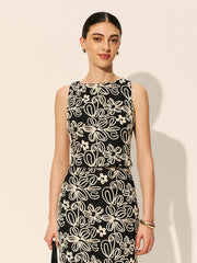 Keyhole Back Floral Embroidered Crop Top