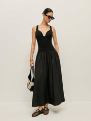 Cross Back Contrast Fabric Dress