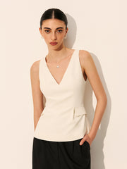 Decor Pockets V-Neck Sleeveless Top