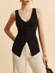 Lettuce Trim Split Sweater Vest