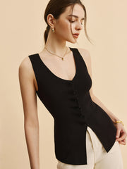 Lettuce Trim Split Sweater Vest