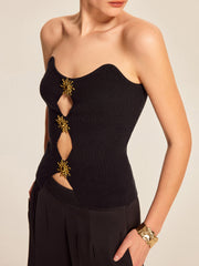 Metal Cut-Out Knit Sweater Vest