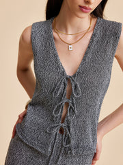 Tie Long Knit Vest