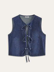 Vintage Denim Tie Vest
