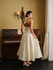 Vintage Halter Lace-Up Back Dress